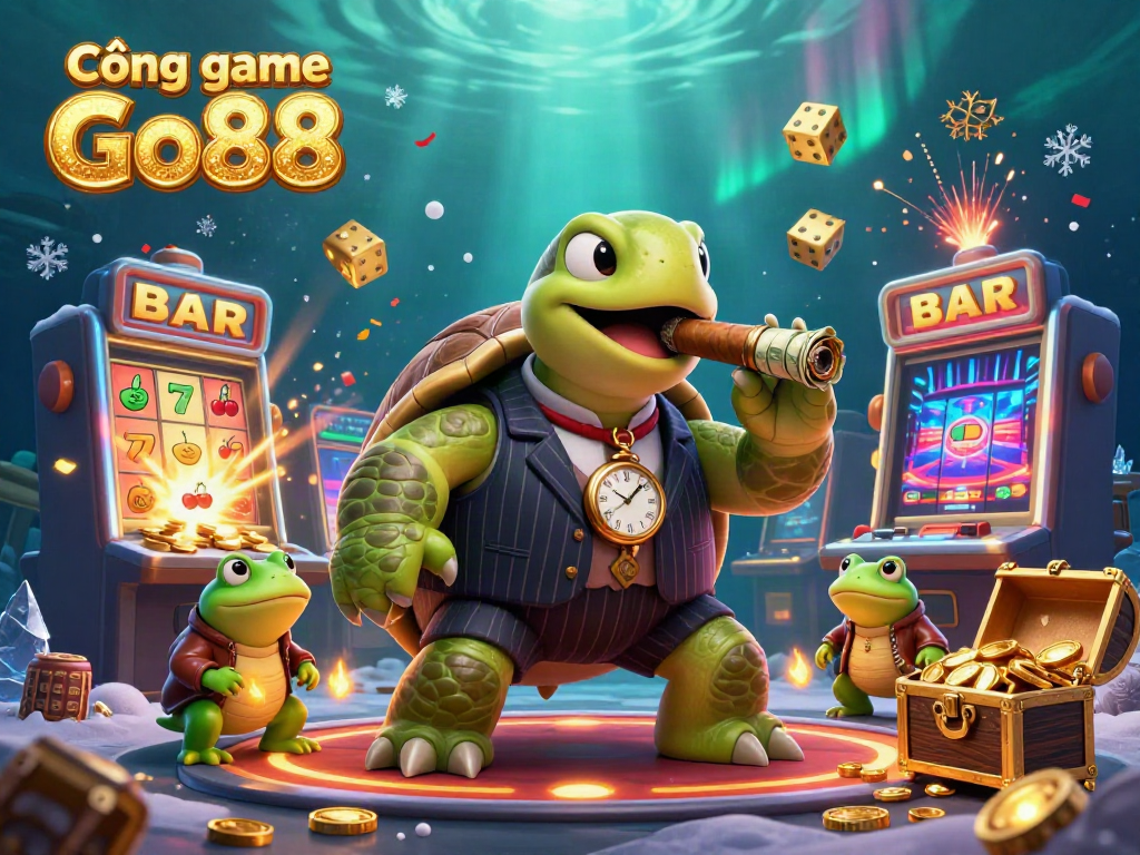 Engage with the thrilling Cổng game Go88 experience, showcasing vibrant casino elements and iconic characters.